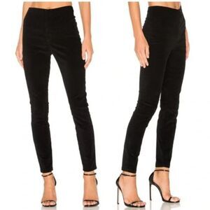 Mother High Waisted Black Velvet Seamless Looker Pants Skinny, Size 29
